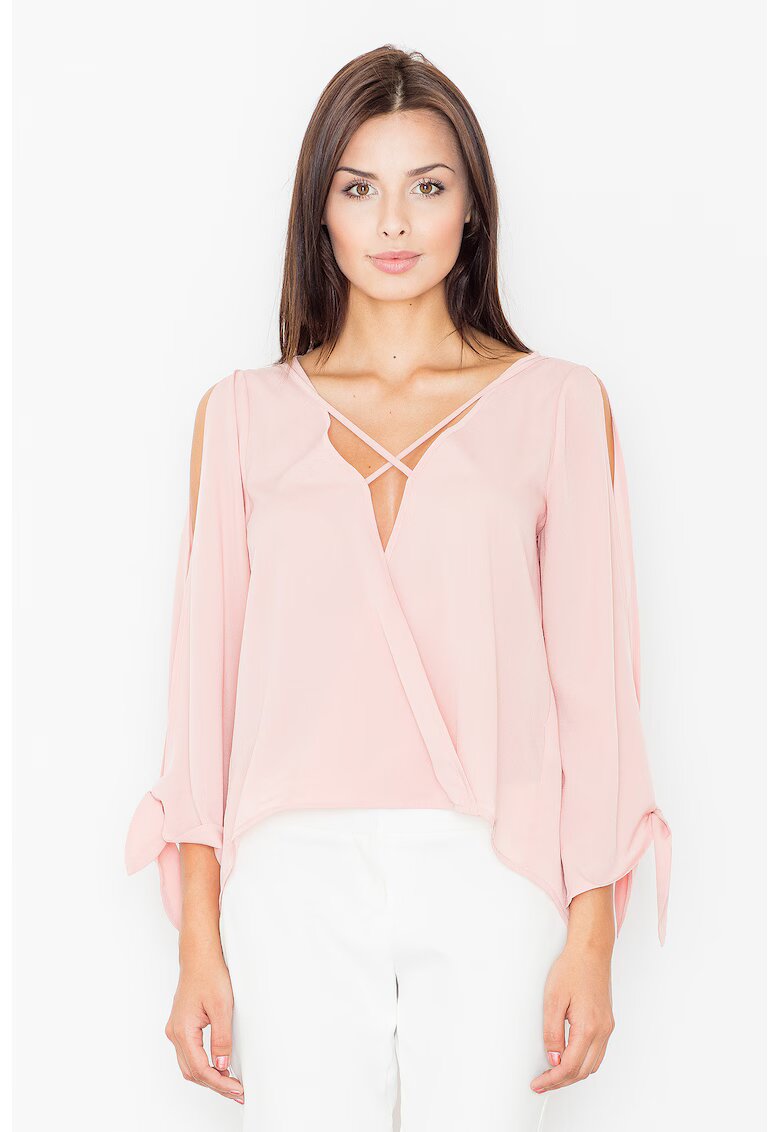Figl Bluza dama - Poliester/Elastan/Viscoza - Cu umerii goi - Roz