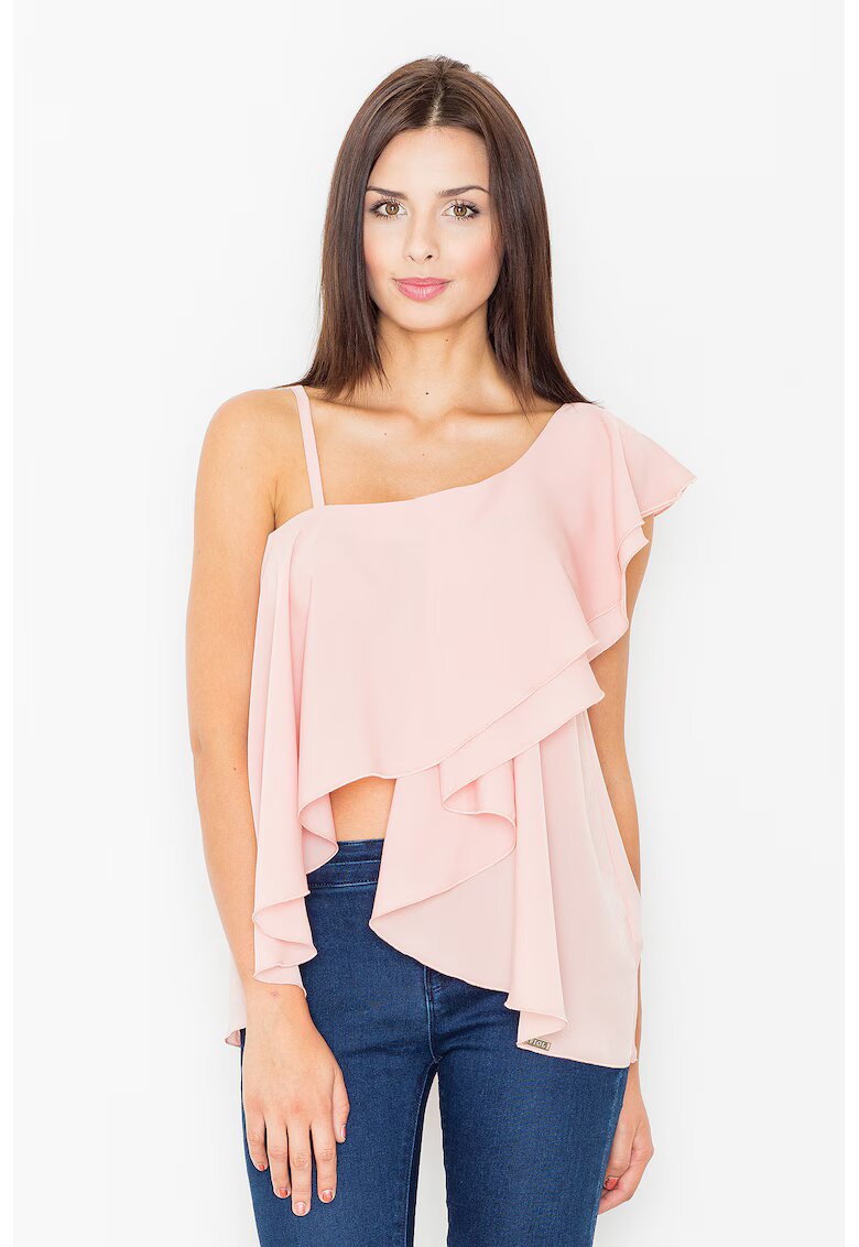 Figl Bluza dama - Poliester/Elastan/Viscoza - Cu volane - Roz