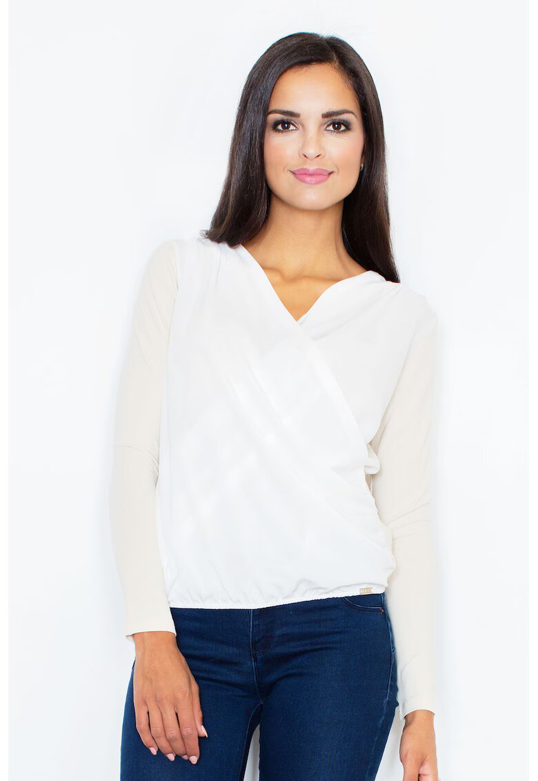 Figl Bluza dama - Viscoza/Elastan - Alb/Bej