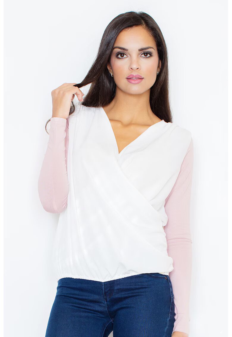Figl Bluza dama - Viscoza/Elastan - Alb/Roz