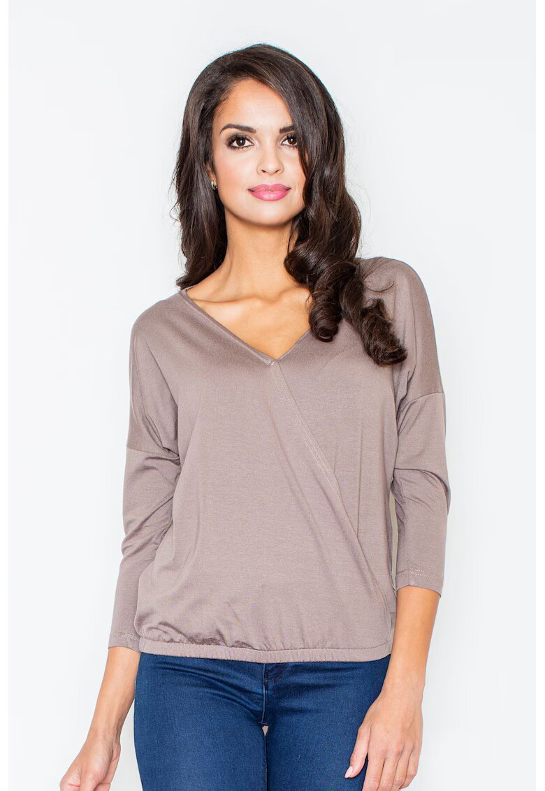 Figl Bluza dama - Viscoza/Elastan - Decolteu V - Maro -