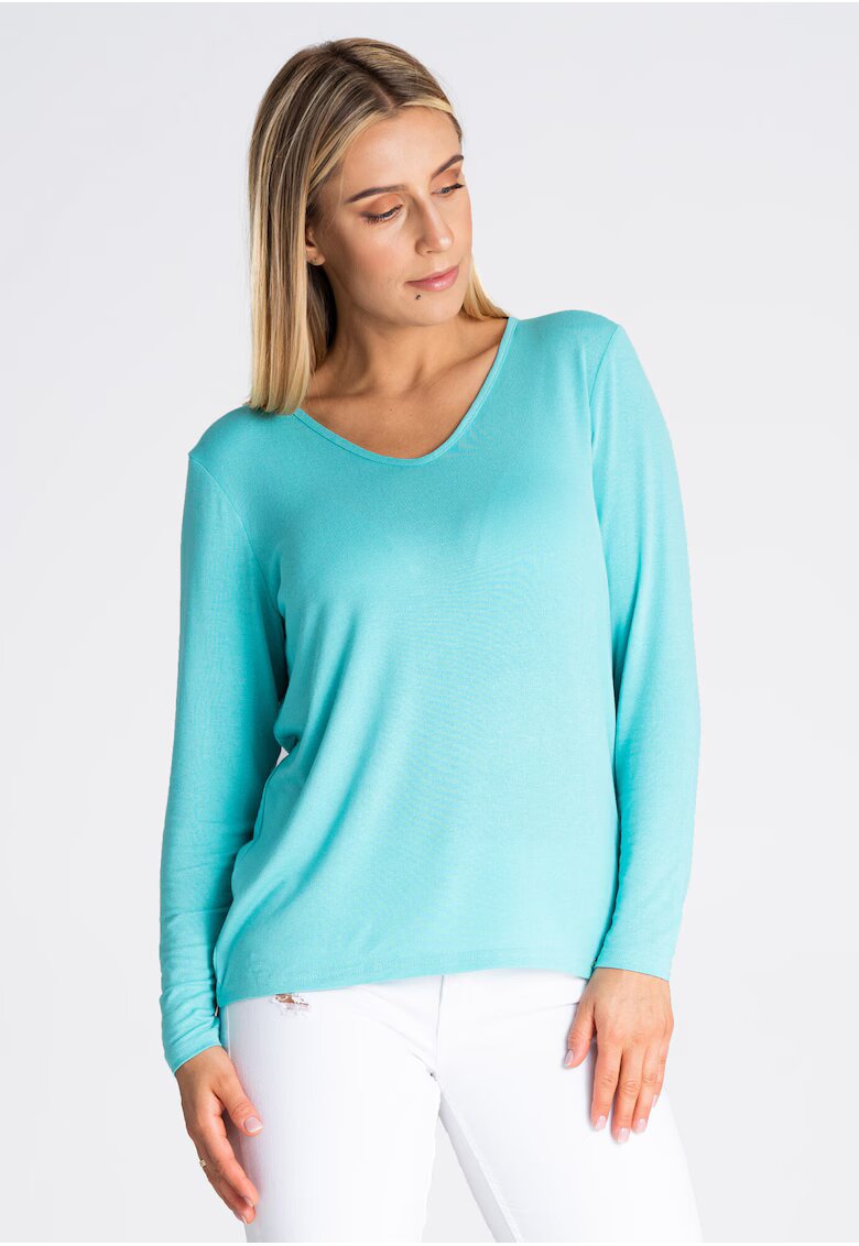 Figl Bluza dama - Viscoza/Elastan - Maneca lunga - Turcoaz