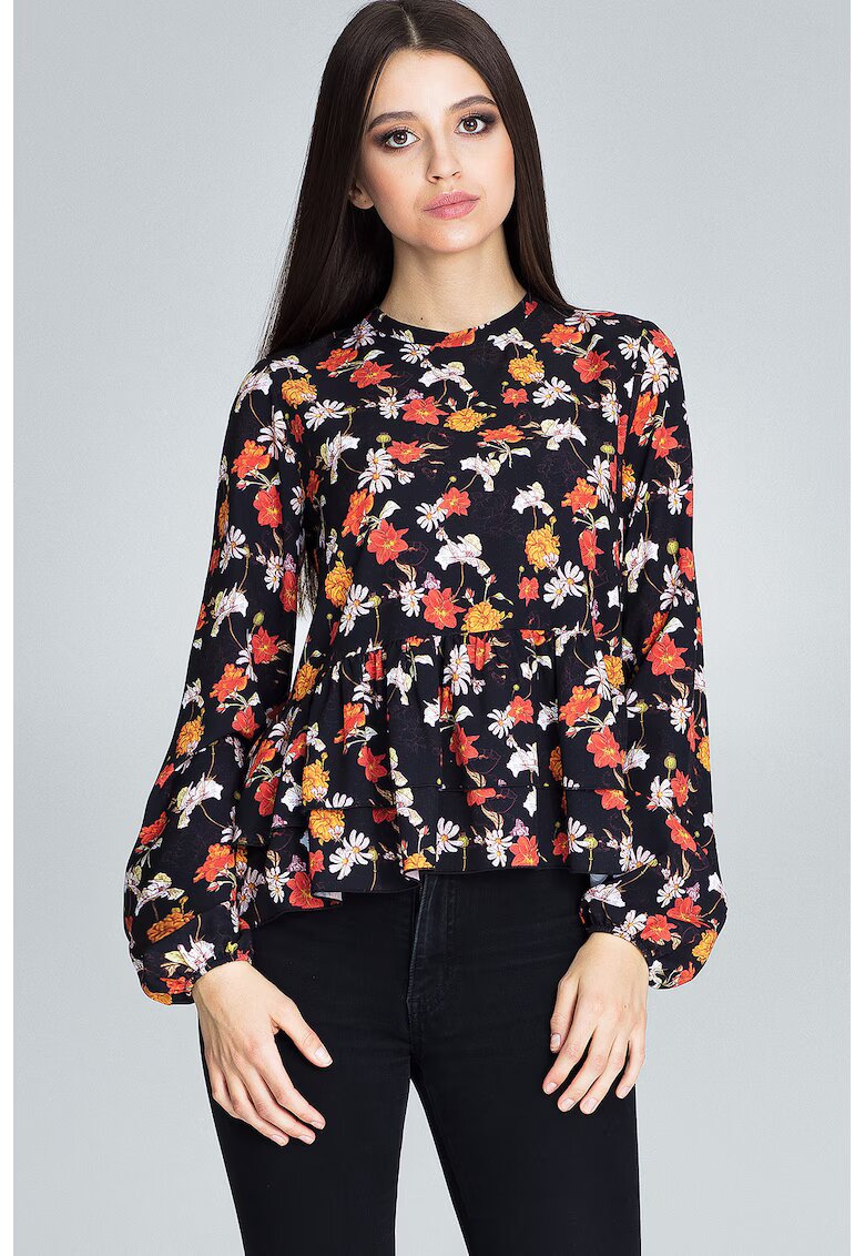 Figl Bluză de damă Nidine M594 neagră - Multicolor