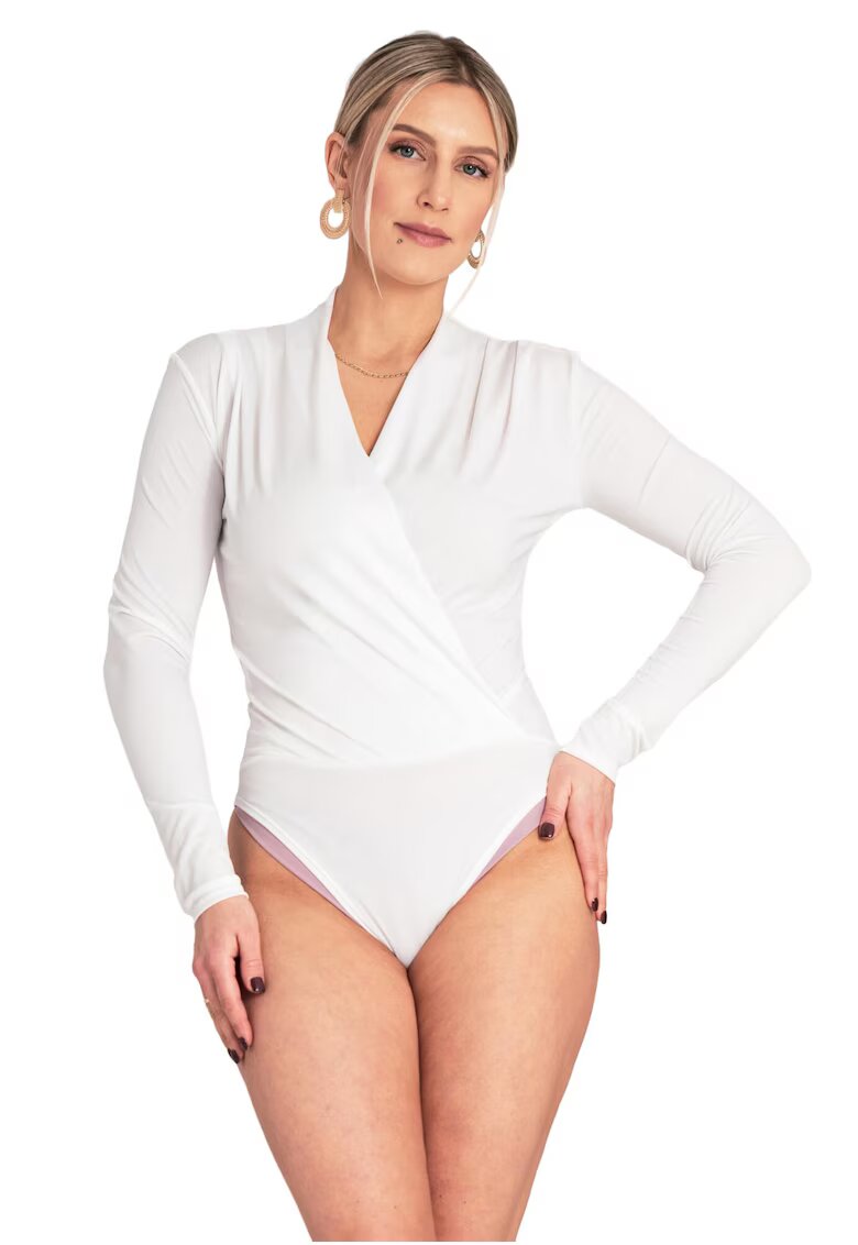 Figl Bluza de tip Body dama alb - elegant - material elastic - poliester -