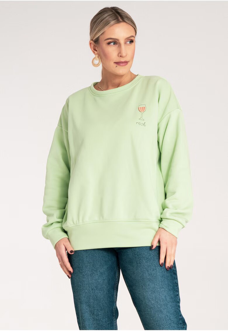 Figl Bluza de trening dama verde - broderie - bumbac/poliester -