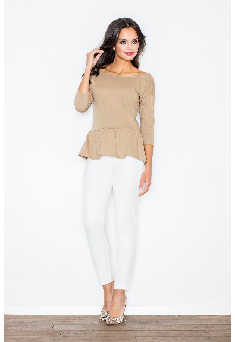 Figl Bluza eleganta dama - Bumbac/Elastan - Bej - XL -
