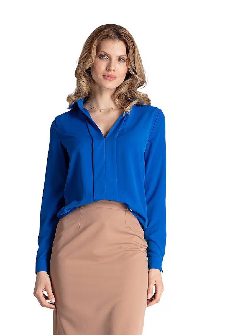 Figl Bluza eleganta M621 - albastru safir - maneca lunga - poliester/elastan