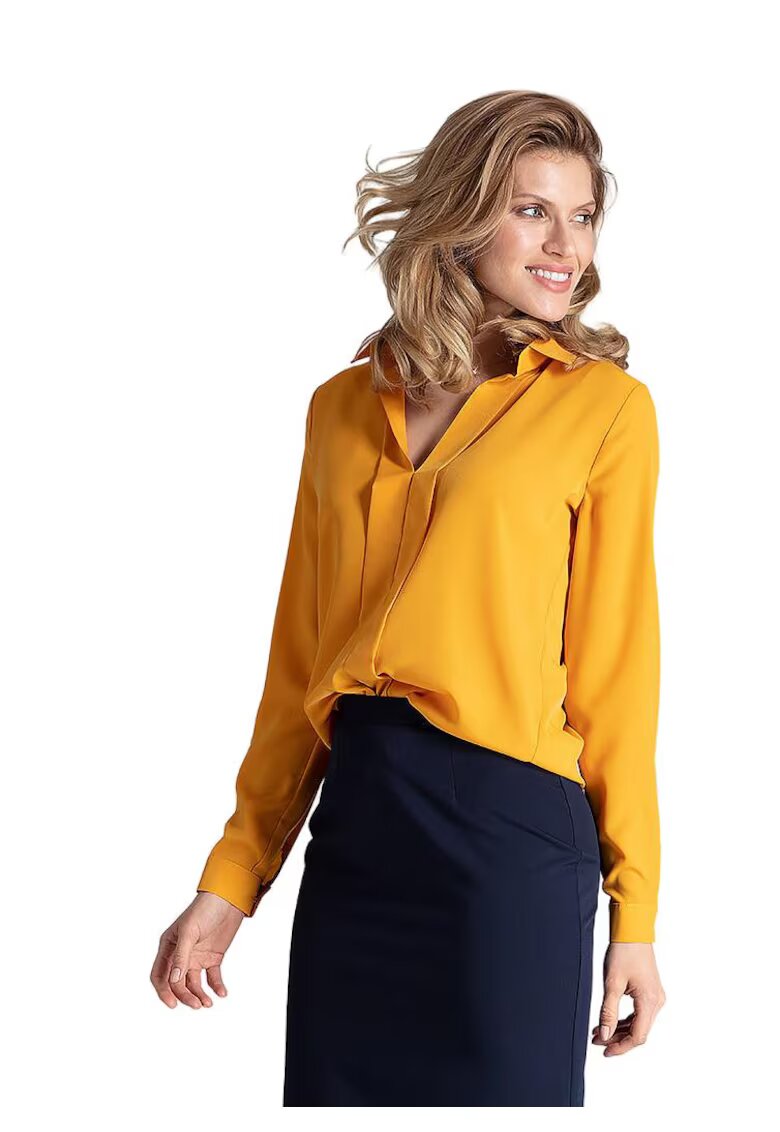 Figl Bluza eleganta M621 - galben - maneci lungi - poliester/elastan/viscoza
