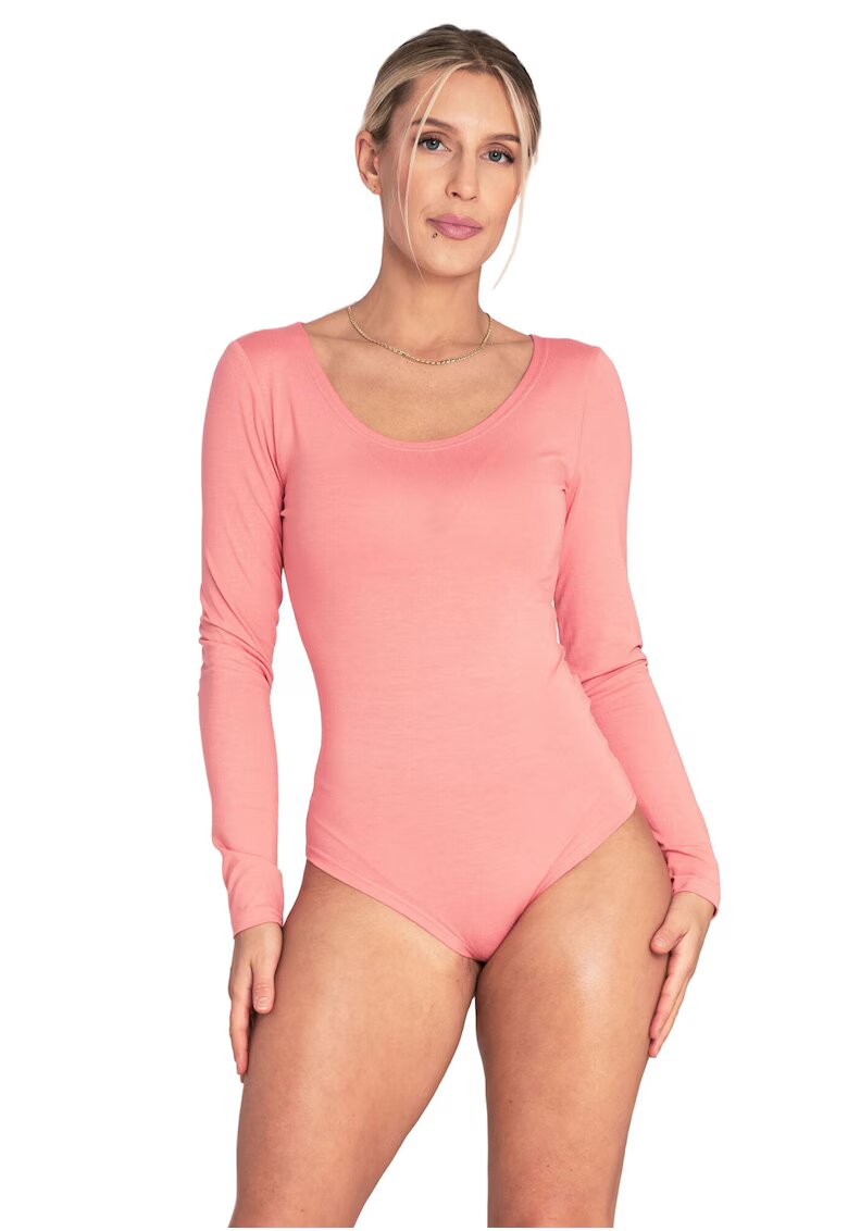 Figl Body elegant coral - maneca lunga - material placut - pentru femei - viscoza/elastan