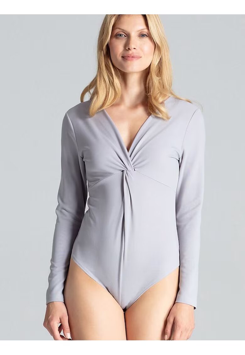 Figl Body gri - cu maneci lungi - detalii decorative - din poliester -