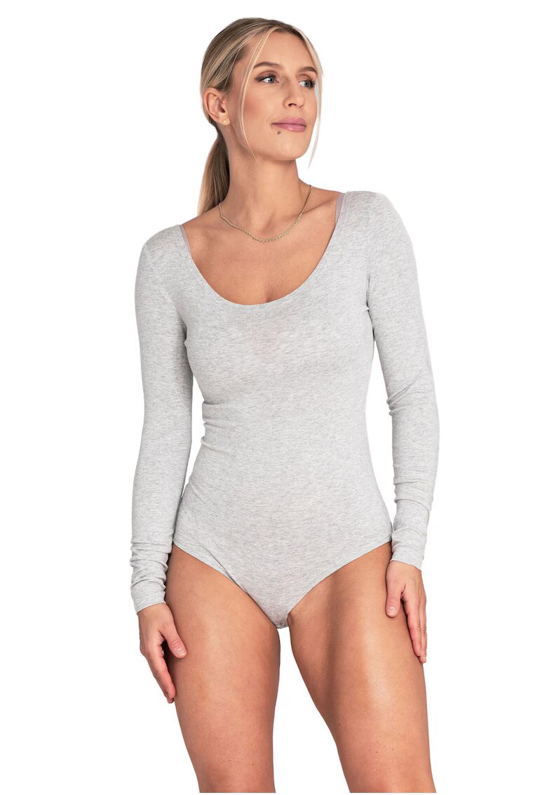 Figl Body gri - maneca lunga - viscoza/elastan -
