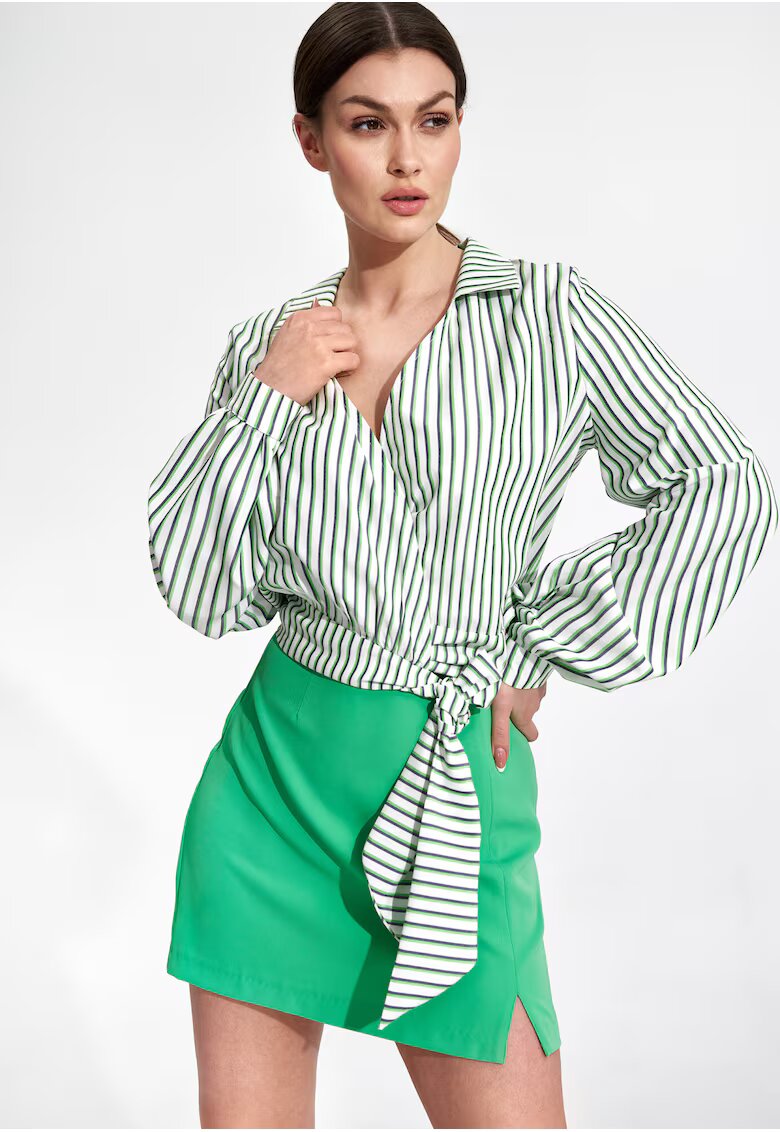 Figl Camasa dama - Poliester/Elastan/Viscoza - Verde/Alb