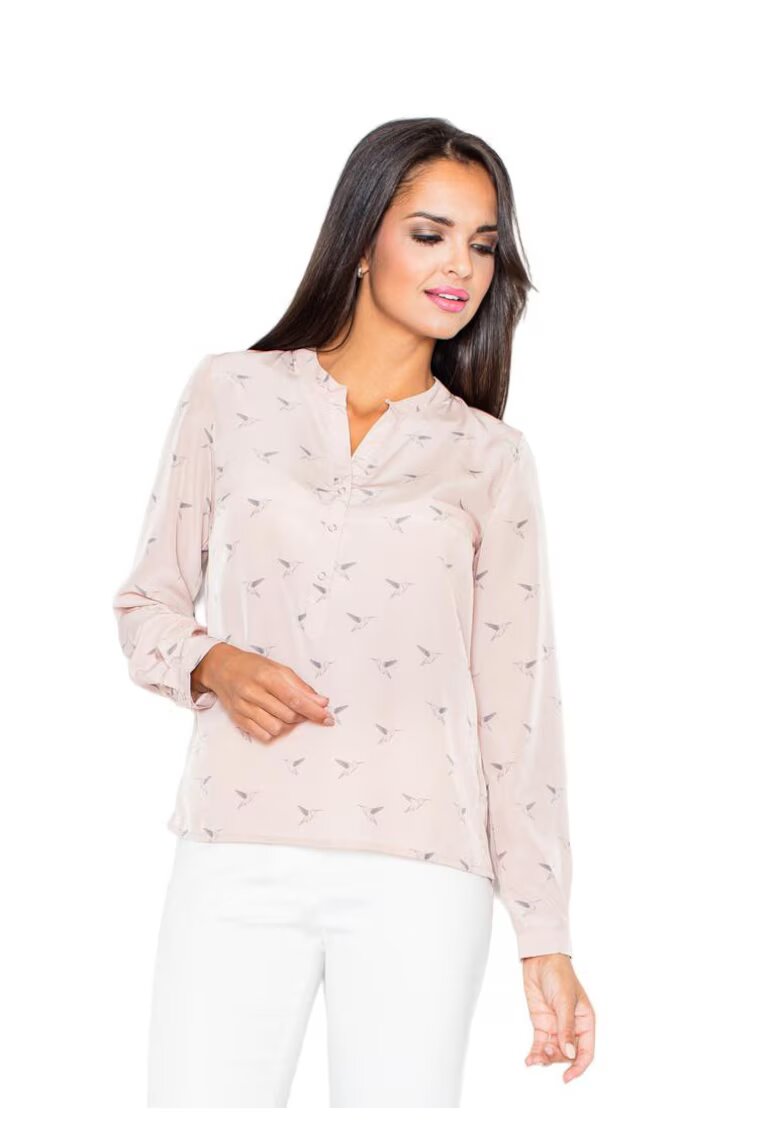 Figl Camasa eleganta M254 fara guler - motiv animale - roz - poliester