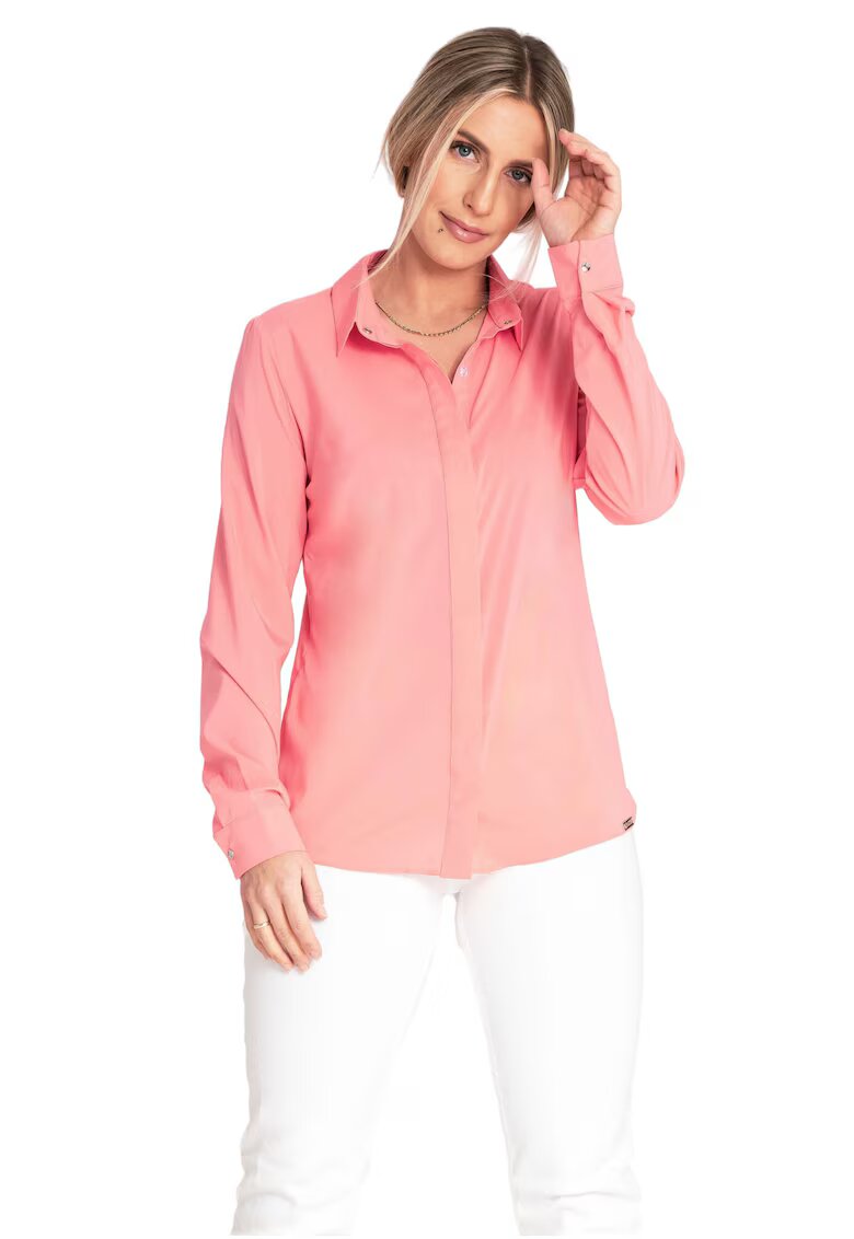 Figl Camasa eleganta model cu guler - maneci lungi - coral - poliester-elastan