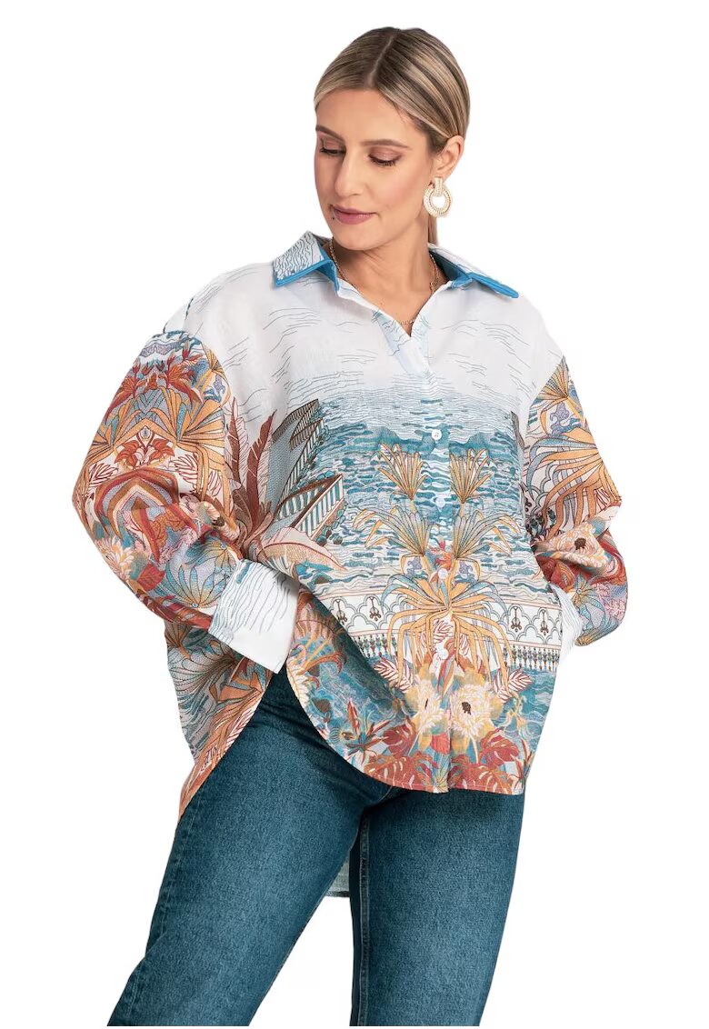 Figl Camasa oversize multicolor - imprimeu original - poliester -