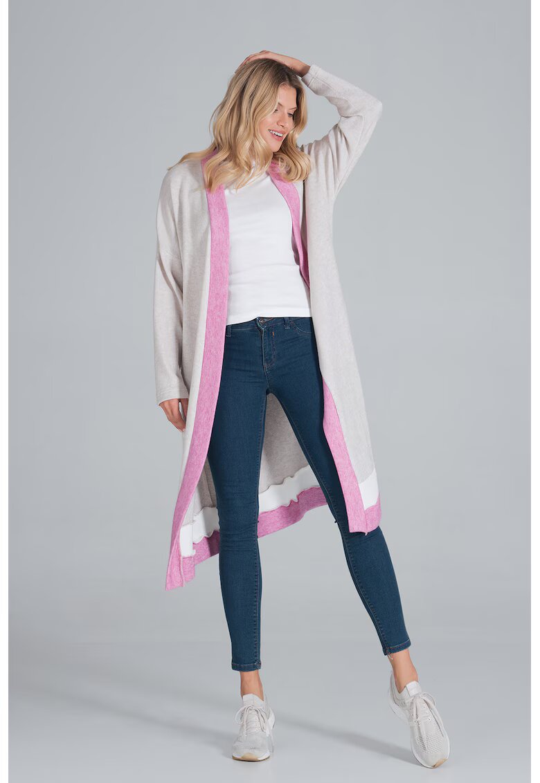 Figl Cardigan lung tricotaj moale - maneci lungi - multicolor - poliester - elastan - nailon