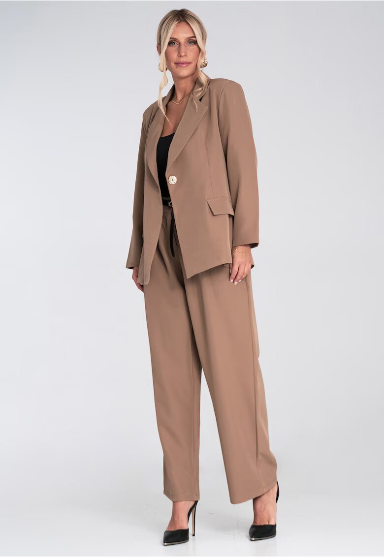 Figl Costum de dama cu pantaloni largi - bej - poliester