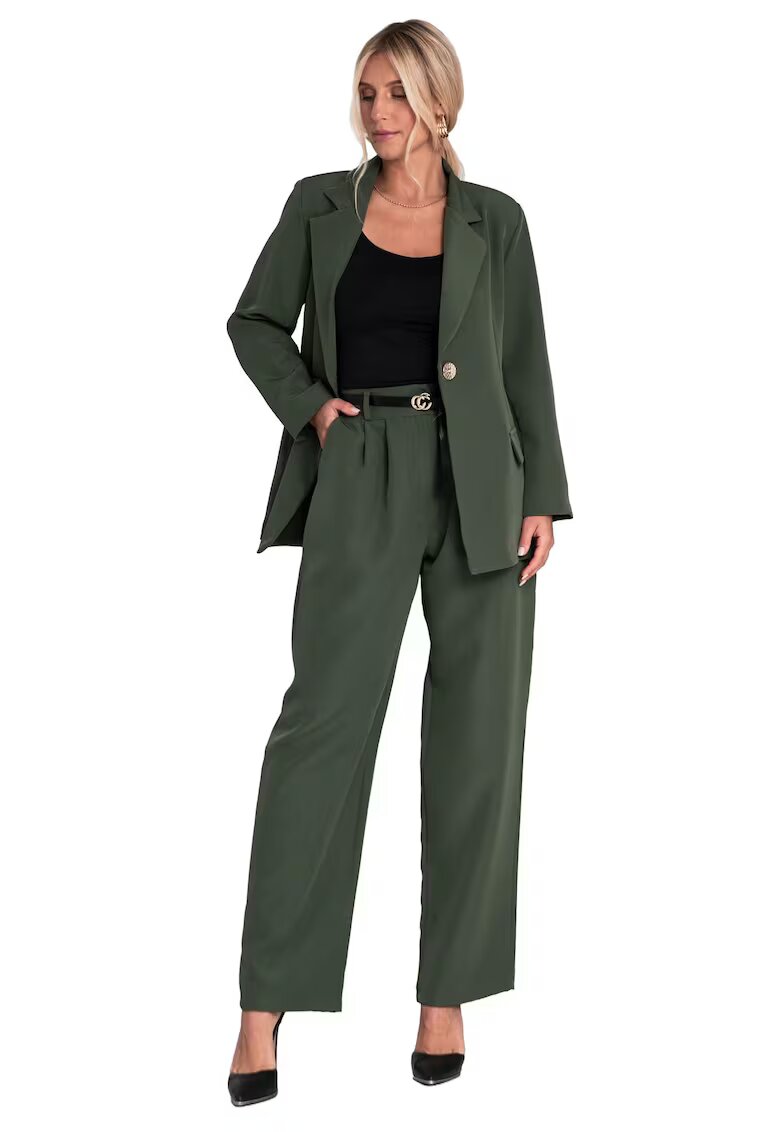 Figl Costum pentru femei - pantaloni largi - verde - material poliester