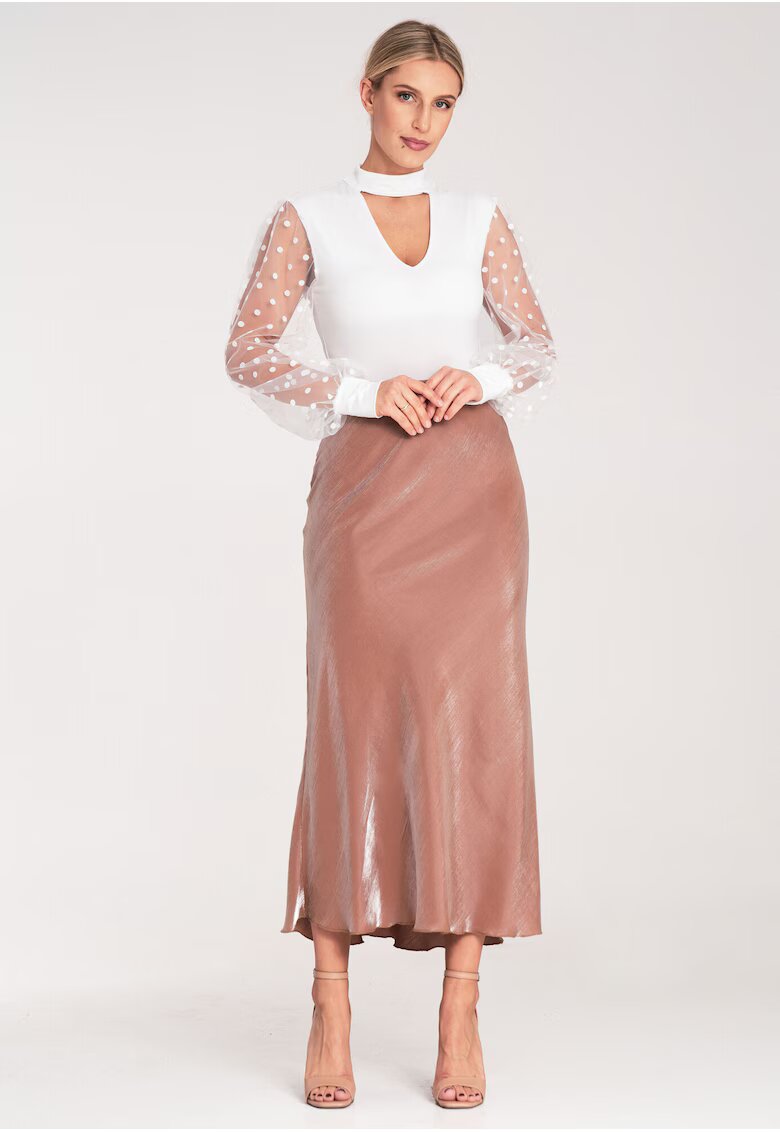 Figl Fusta midi bej - viscoza - elastica - versatila -
