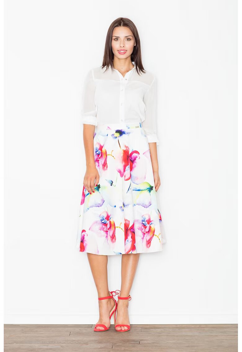 Figl Fusta midi eleganta - floral - poliester - multicolor