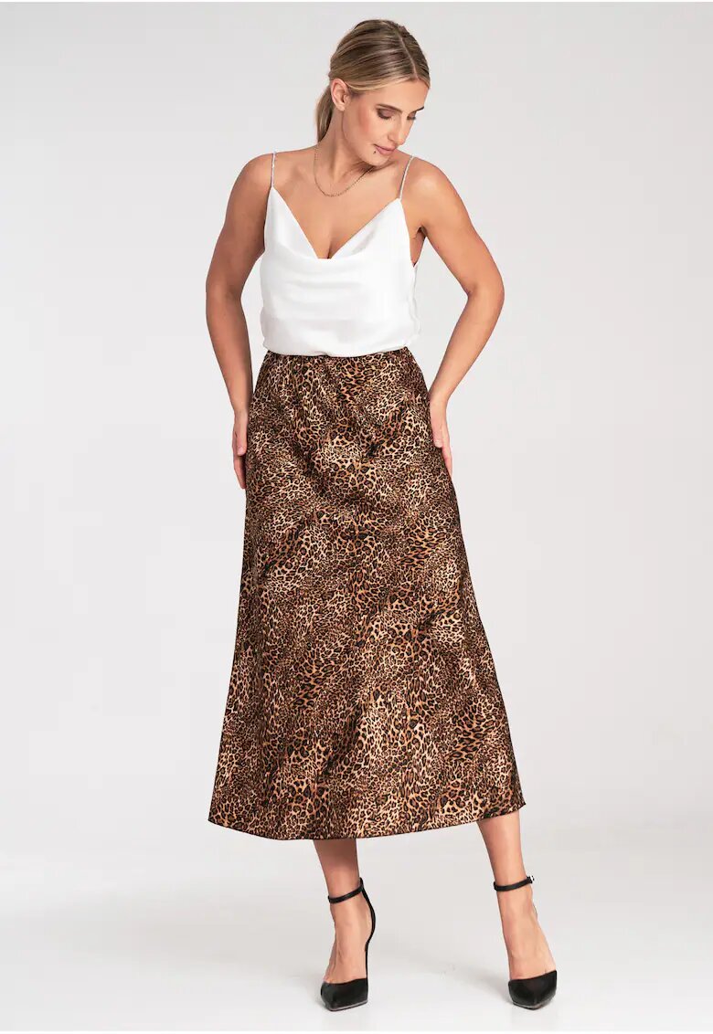 Figl Fusta midi leopard - poliester - multicolor - model M1087 -