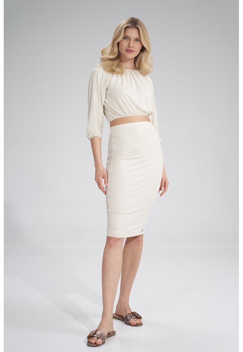 Figl Fusta midi viscoza - ecru -