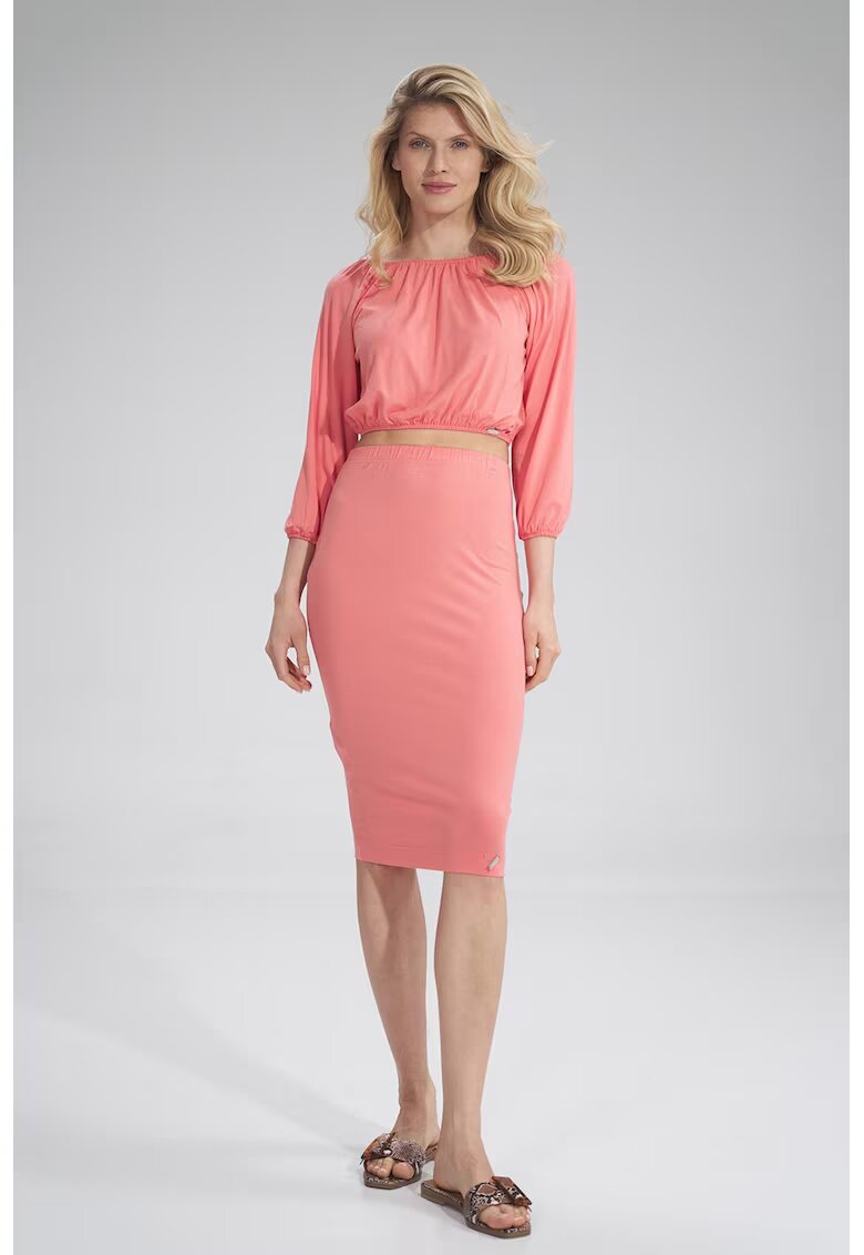 Figl Fusta midi viscoza - roz -
