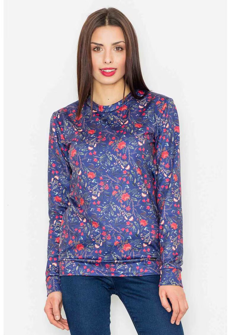 Figl Hanorac dama bleumarin - model floral - poliester