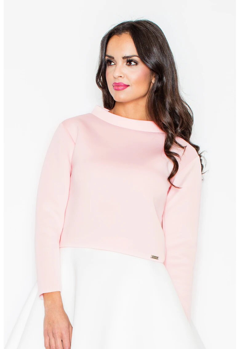 Figl Hanorac dama M341 - roz pastel - scurt - guler ridicat - poliester