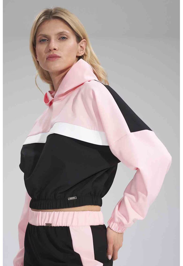 Figl Hanorac scurt dama negru/roz - maneci lungi - poliester -