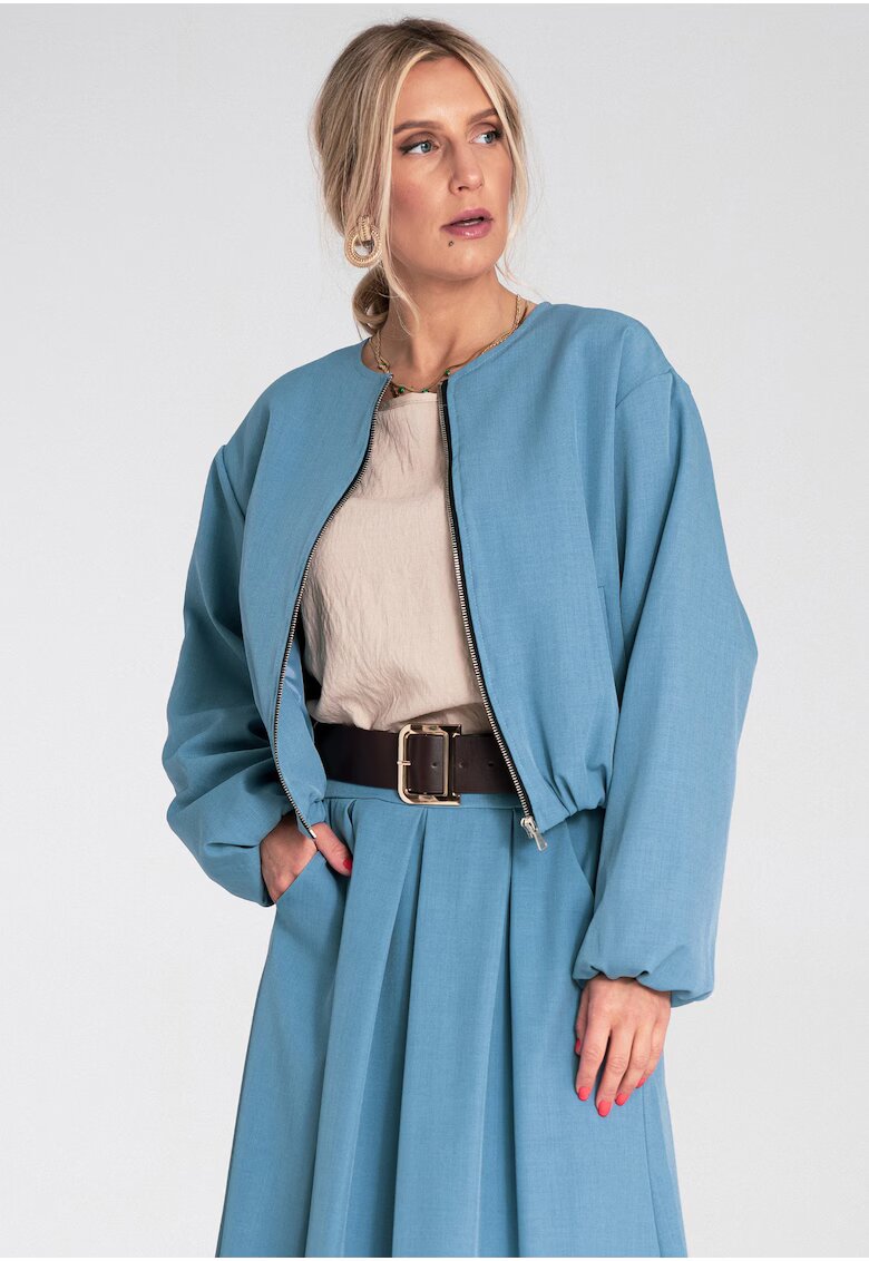 Figl Jacheta bomber albastra - croiala lejera - material textil - pentru femei -