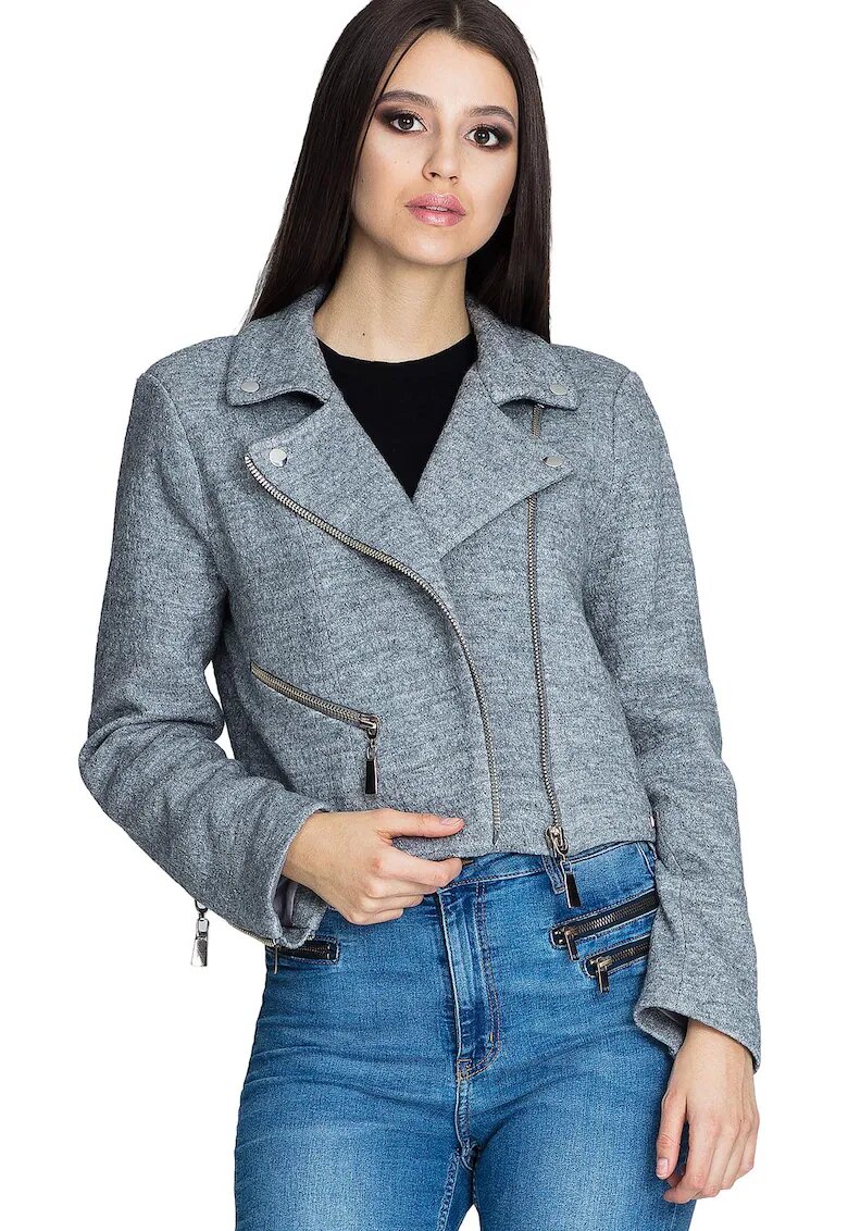 Figl Jacheta dama M607 - Poliester/Lana - Gri