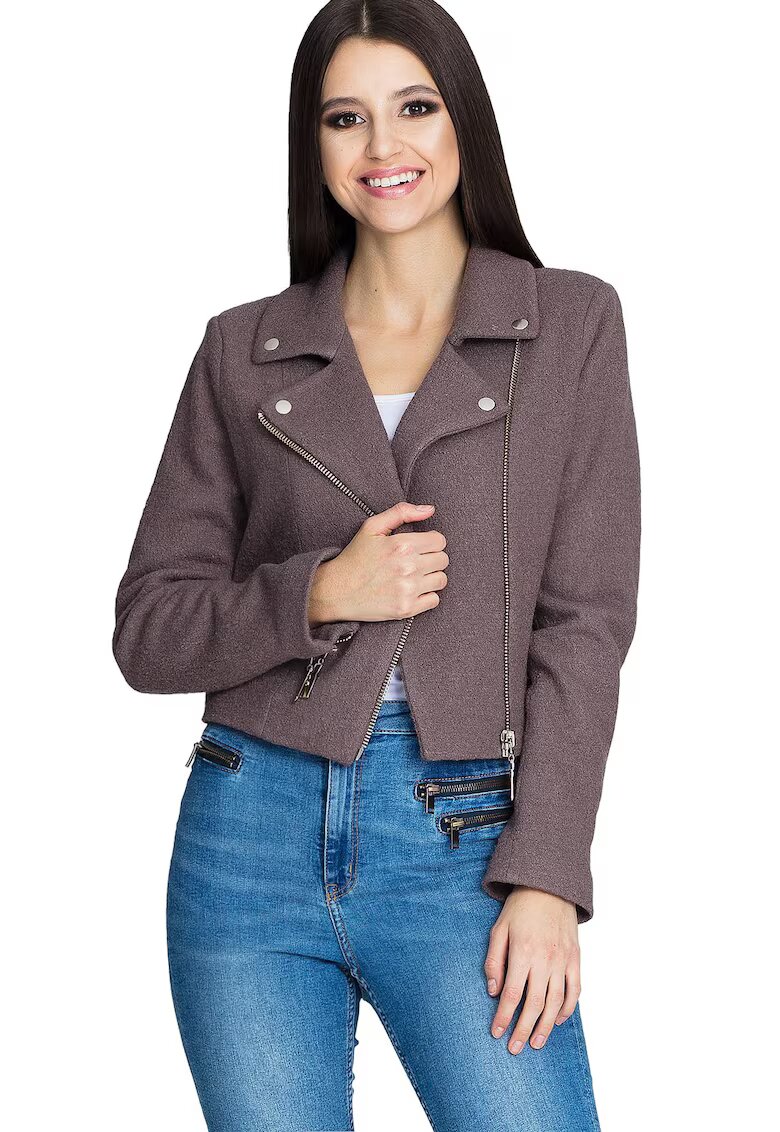 Figl Jacheta dama M607 - Poliester/Lana - Maro