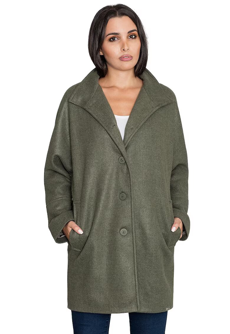 Figl Palton dama M589 - Poliester/Viscoza - Verde -