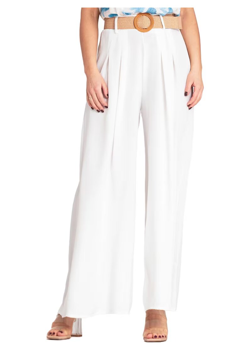 Figl Pantaloni dama - eleganti - alb - poliester -