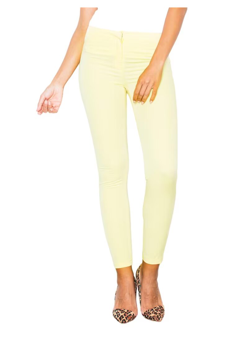 Figl Pantaloni dama - M293 - galbeni - poliester si viscoza