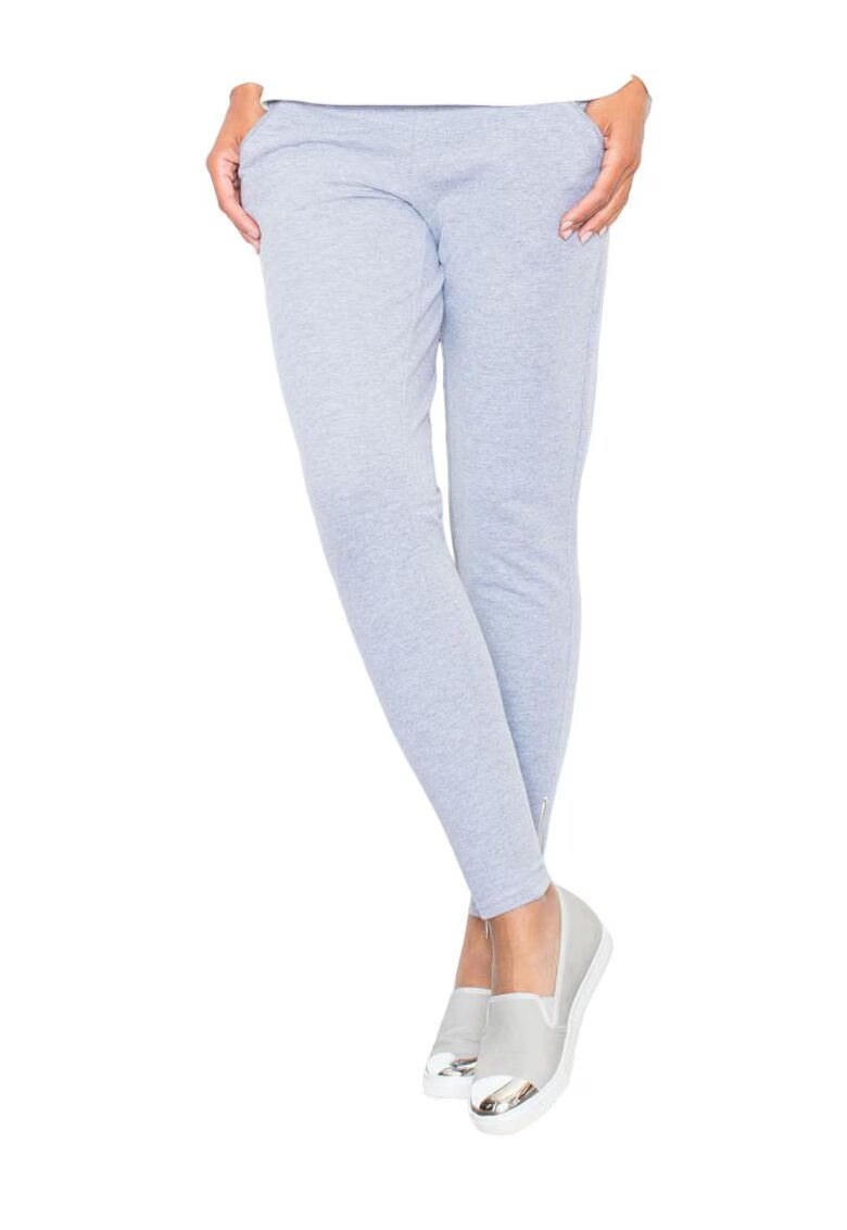Figl Pantaloni dama M338 - gri - elastici - cu buzunare - poliester/elastan -