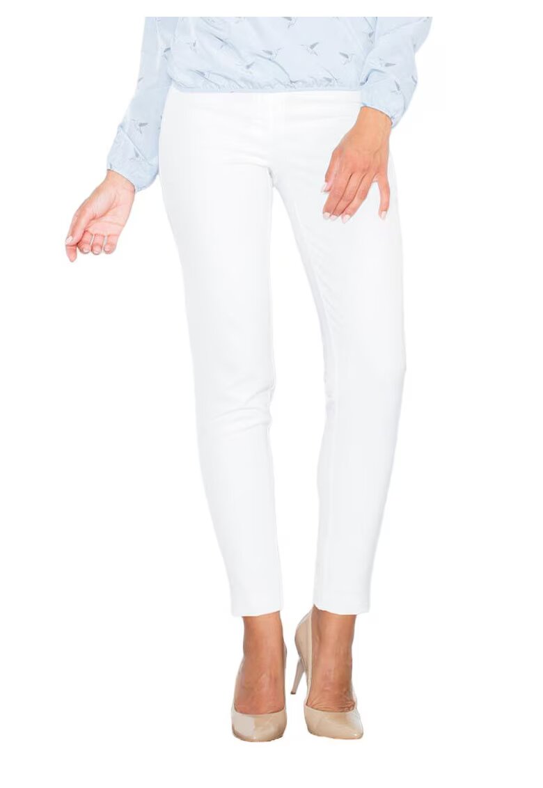 Figl Pantaloni dama - M377 - alb - poliester si elastan