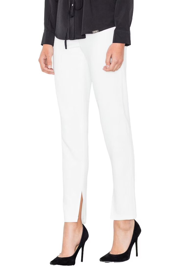 Figl Pantaloni dama M474 - elastici - talie inalta - alb - poliester/elastan/viscoza -