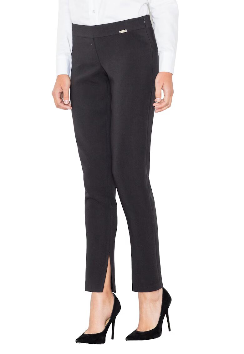 Figl Pantaloni dama M474 - negru - elastici - cu talie inalta - din poliester/elastan/viscoza -