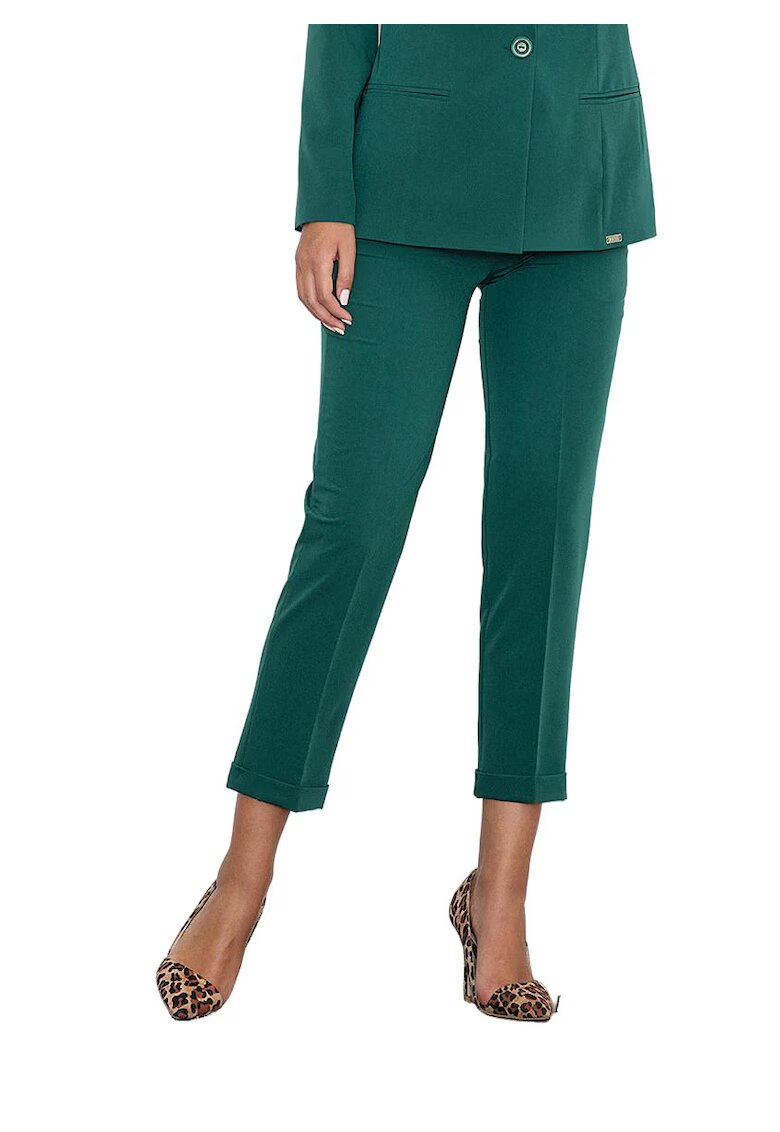Figl Pantaloni dama M552 - verzi - talie inalta - poliester/viscoza