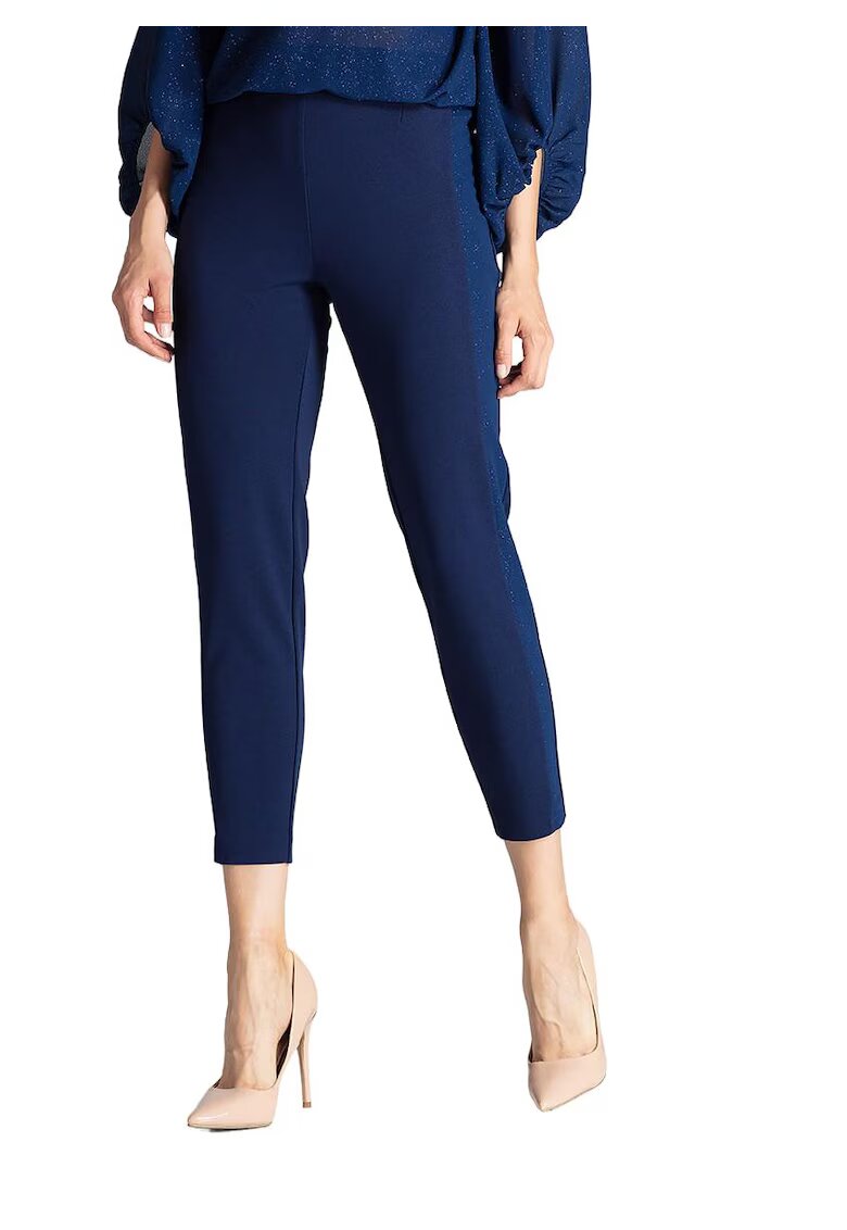 Figl Pantaloni dama M689 - albastru - eleganti - talie inalta - poliester/elastan