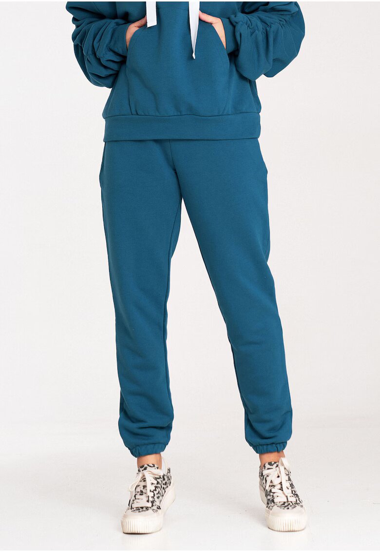 Figl Pantaloni dama model M1056 - bumbac - albastru - talie elastica -