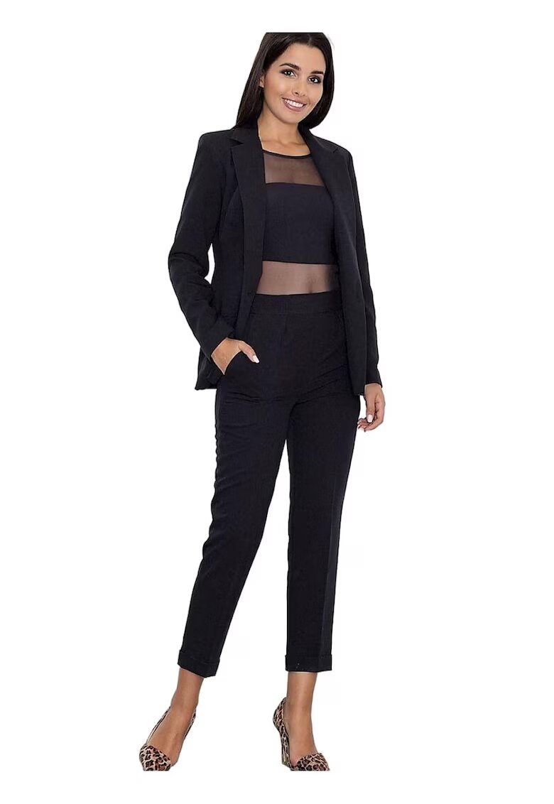 Figl Pantaloni dama - Negru - Eleganti - Poliester/Viscoza