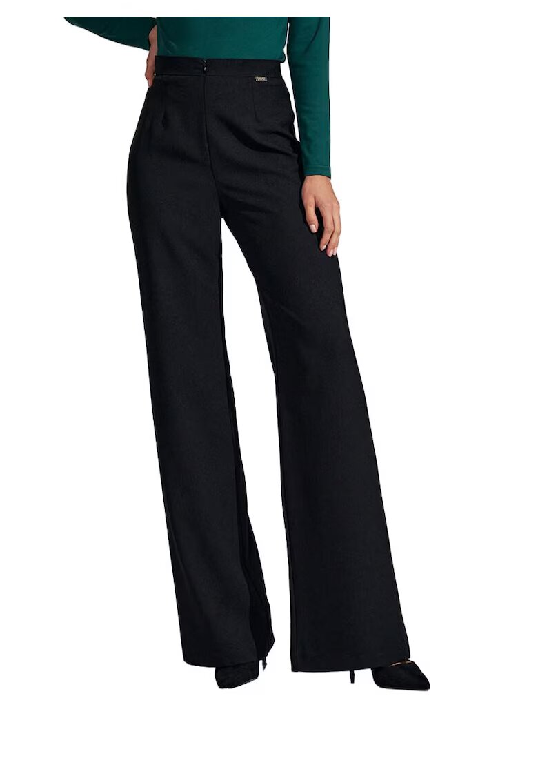 Figl Pantaloni dama negru - talie inalta - poliester -