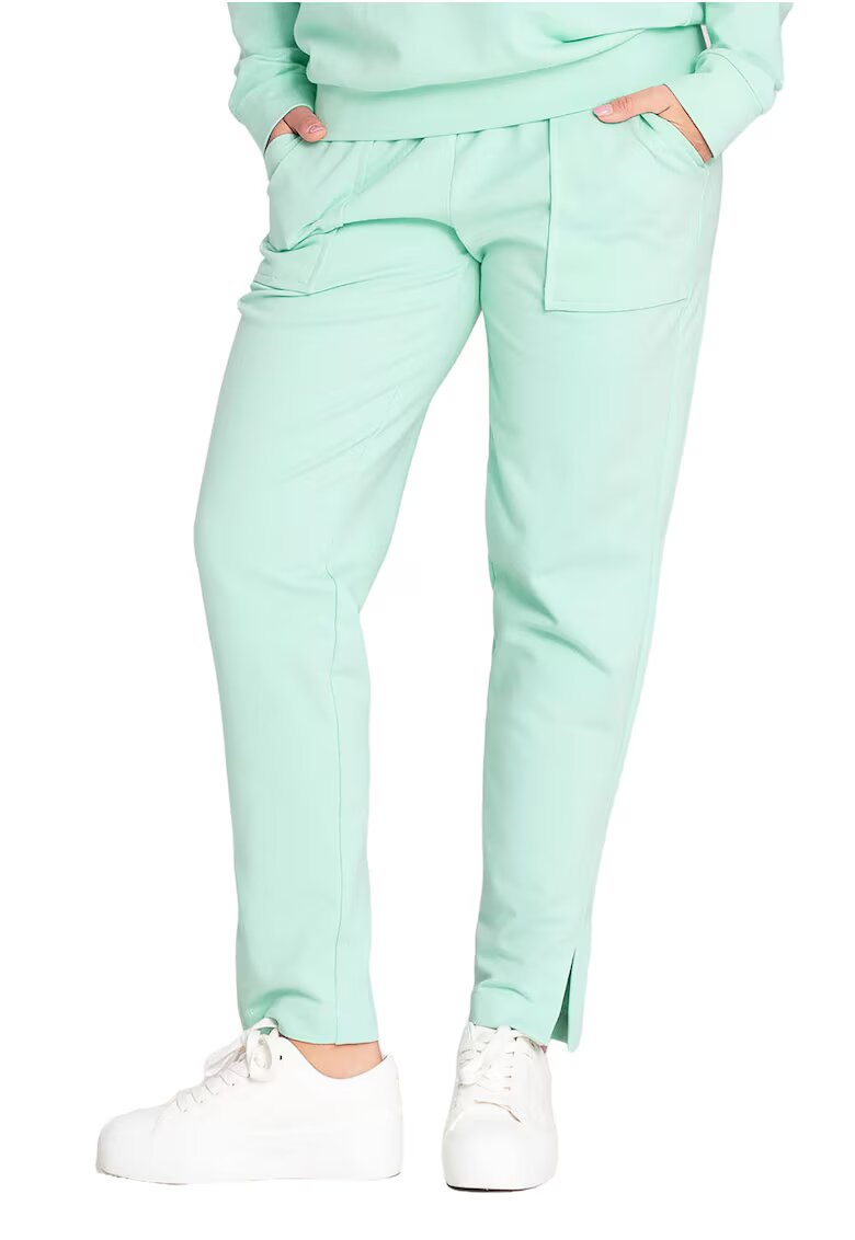 Figl Pantaloni dama verzi - bumbac/elastan - talie elastica - buzunare functionale