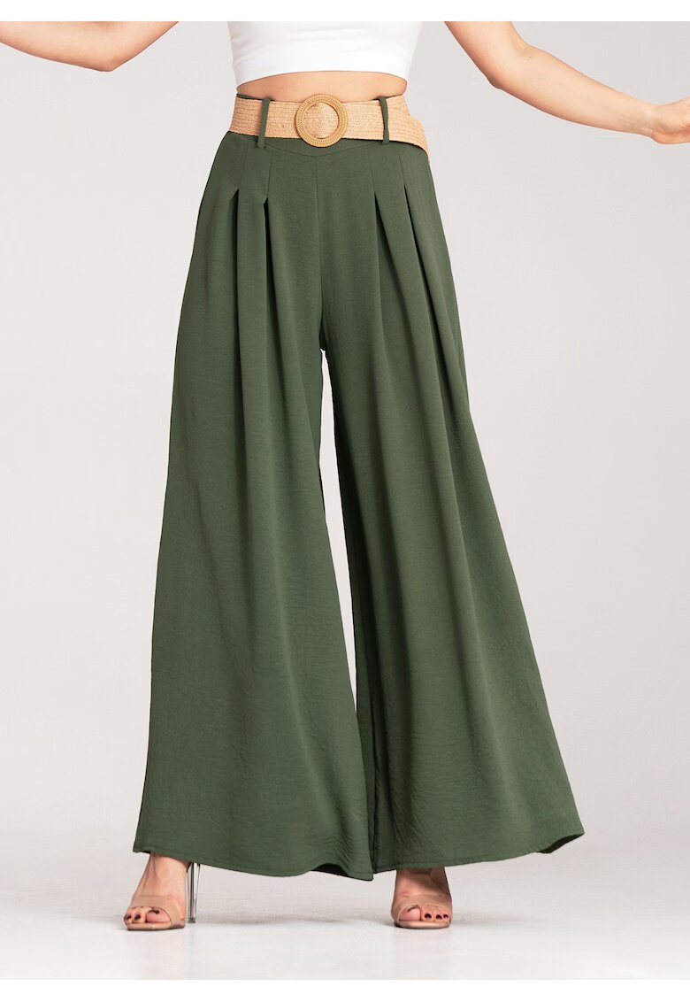 Figl Pantaloni dama - verzi - cu curea - poliester -