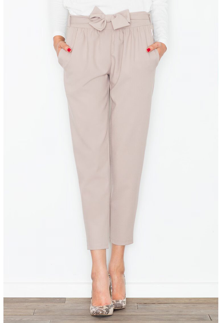 Figl Pantaloni skinny dama - bej - poliester -