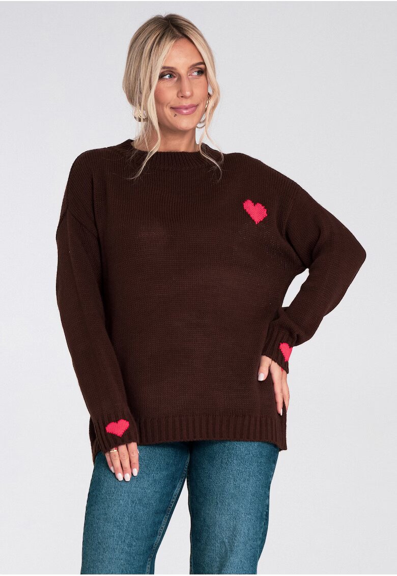 Figl Pulover dama - M1240 - tricotat gros - maro