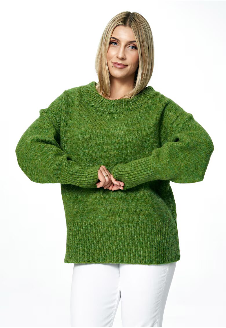 Figl Pulover dama oversize - gat barca - verde - material universal -